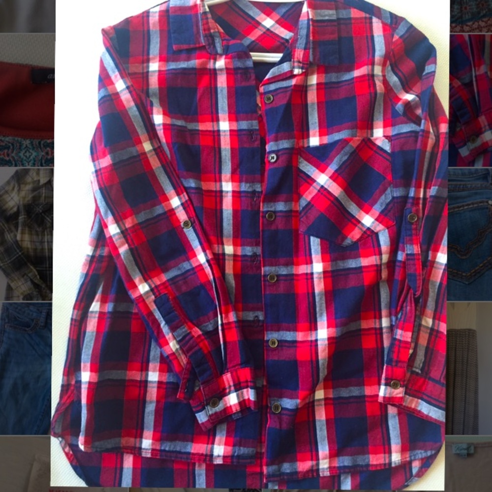 3/4 sleeve plaid button up